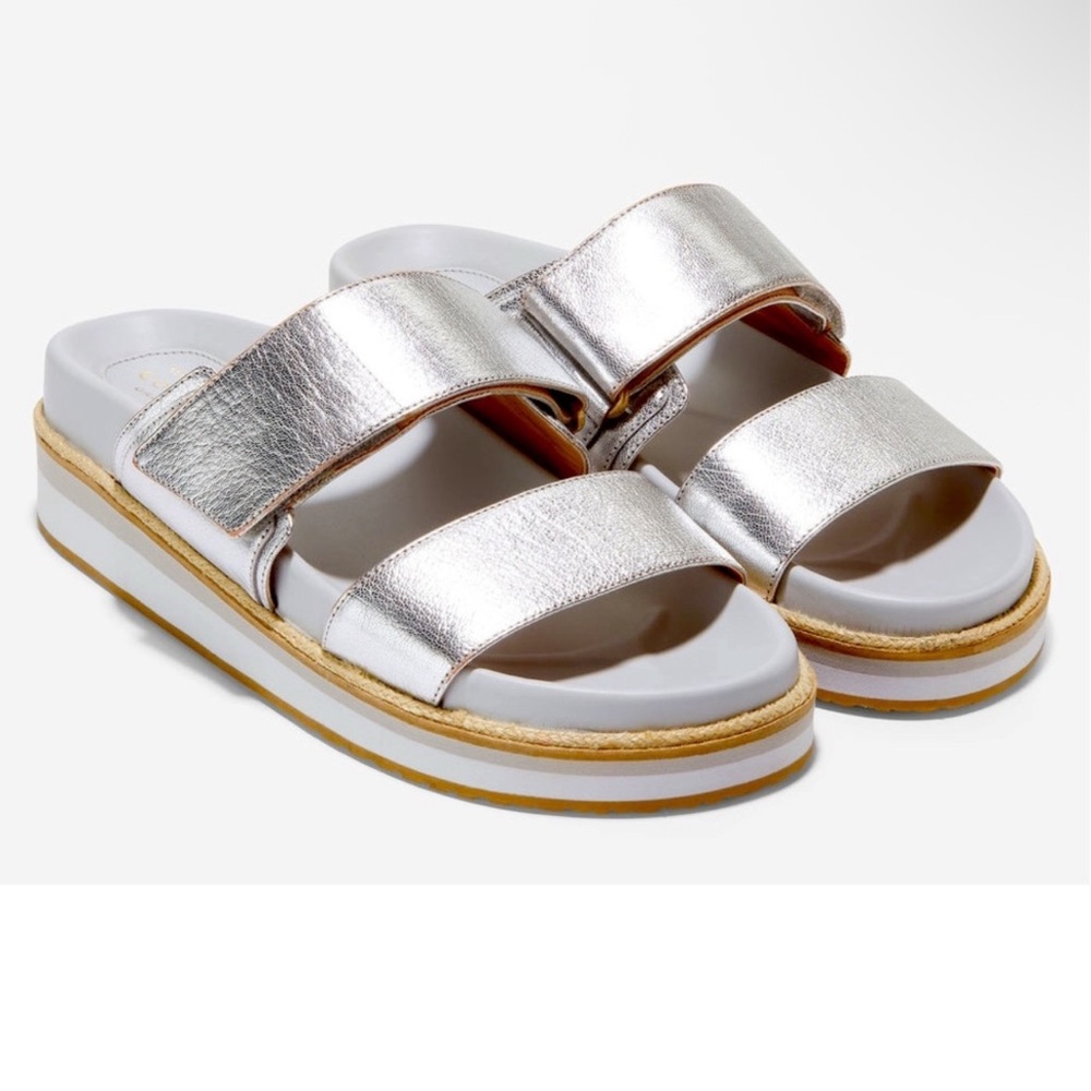 Cole Haan Metallic Silver Slide Sandals